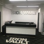 dimensional lobby sign and floor graphics
