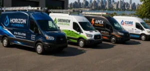 Fleet of wrapped service vans for different trades in Westchester and NYC